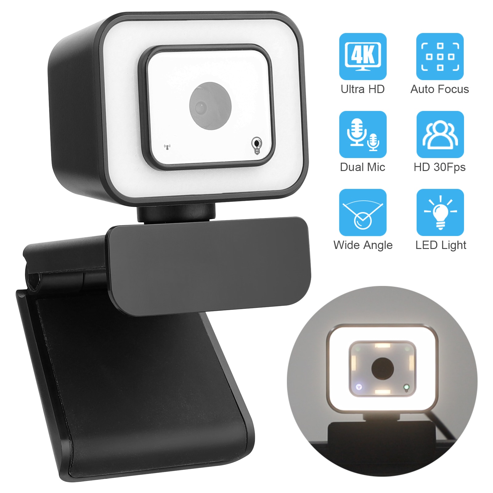 Computer Webcam Hd 8K 1080P Autofocus Web Webcam Met Licht Invullen, met Microfoon Voor Live-uitzending Video Bellen Conferentie: 8K 1080P touch