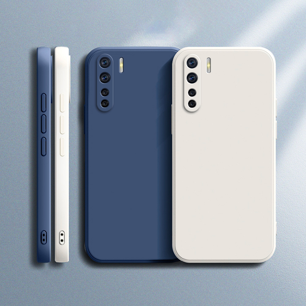 Coque souple originale pour OPPO A91, Protection de caméra, Carcasa carrée en Silicone liquide, luxe, , classique, Funda