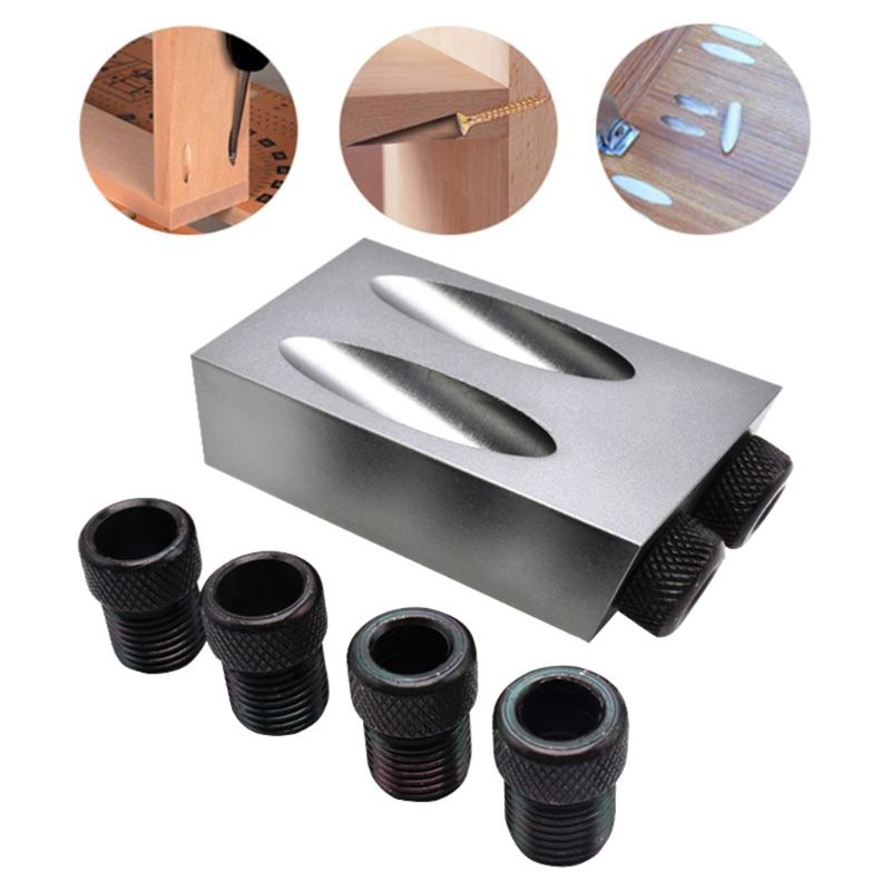 8 unids/set carpintería Kit con portapiezas con orificios 6/8/10mm 15 adaptador de ángulo de grados guía de broca madera adaptador DIY carpintería ToolsHot