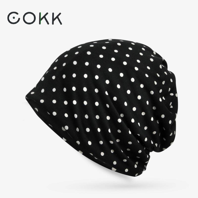 COKK de las mujeres sombrero de verano de algodón de patrón de punto Beanie sombreros para hombres y mujeres Gorros holgados solideos mujer hombre hueso Gorros