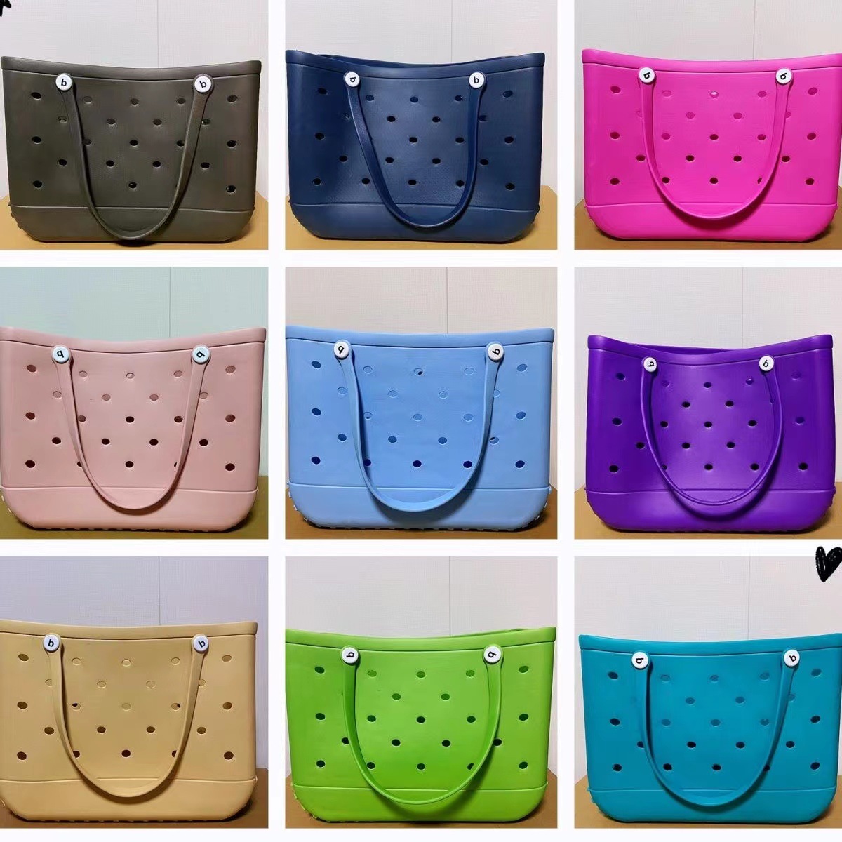 Cesta para exteriores, bolsa para mascotas, bolsa grande con agujero de EVA, bolsa de almacenamiento para playa, bolso de hombro con filtro de agua hueco impreso de gran capacidad