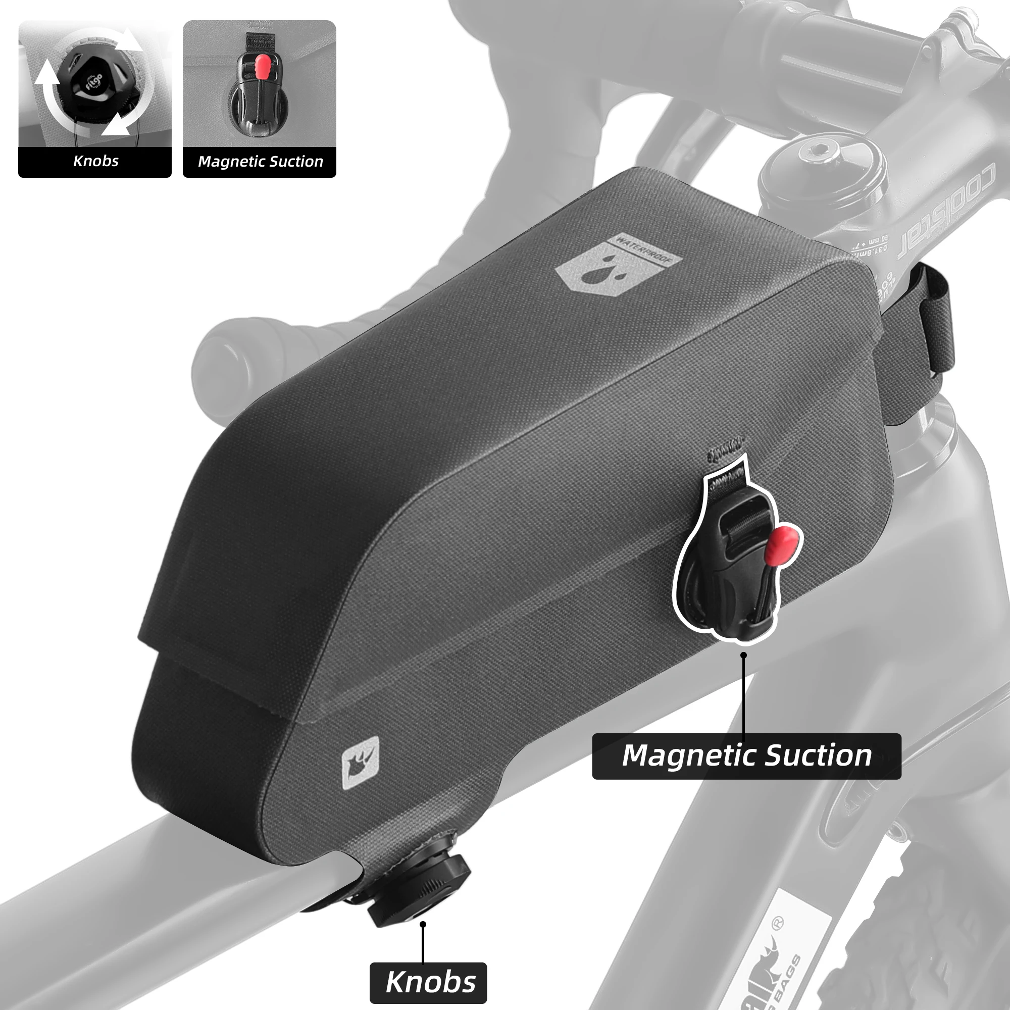 Fietstas Grote Capaciteit Mtb Racefiets Frame Tas Tas Waterdichte Kittzak Koffer Fietstas Accessoires: Black
