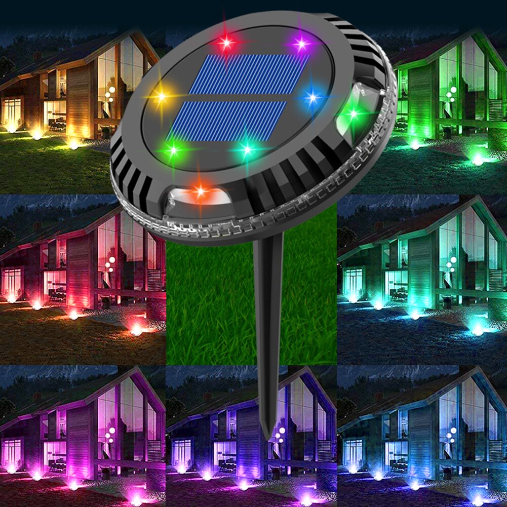 LED Solar Power Underground Light Outdoor Garden Pathway Waterproof Landscape Round Lighting Buried Lamp Decoration