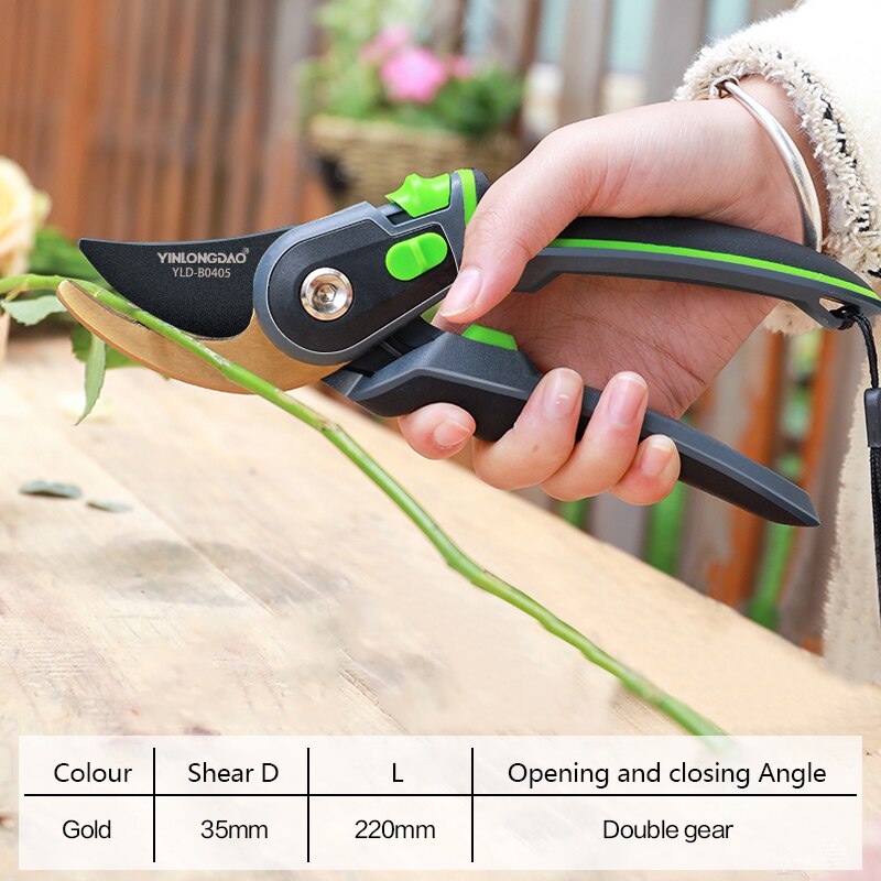 DTBD Plant Trim Horticulture Hand Pruner Cut Secateur Shrub Gardening Scissor Tool Anvil Branch Shear Orchard Pruning Shears: Gold