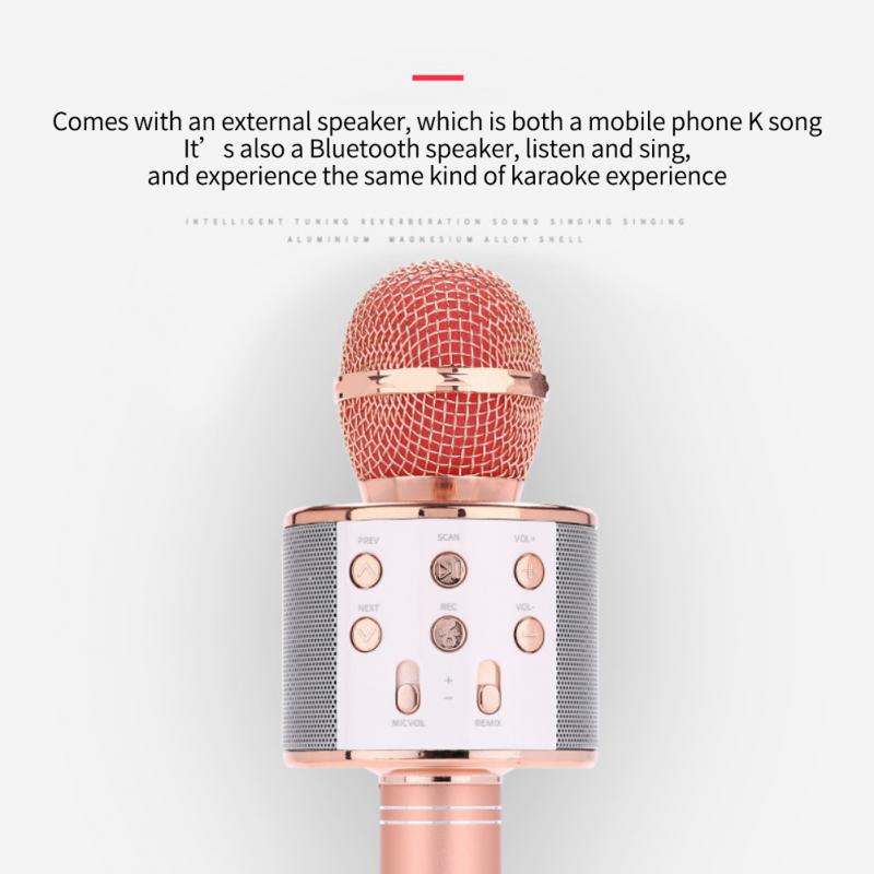 WS858 Handheld Microfoon Bluetooth-Compatibele Draagbare Karaoke Microfoon Professionele Spreker Home Ktv Voor Muziekspeler Mic