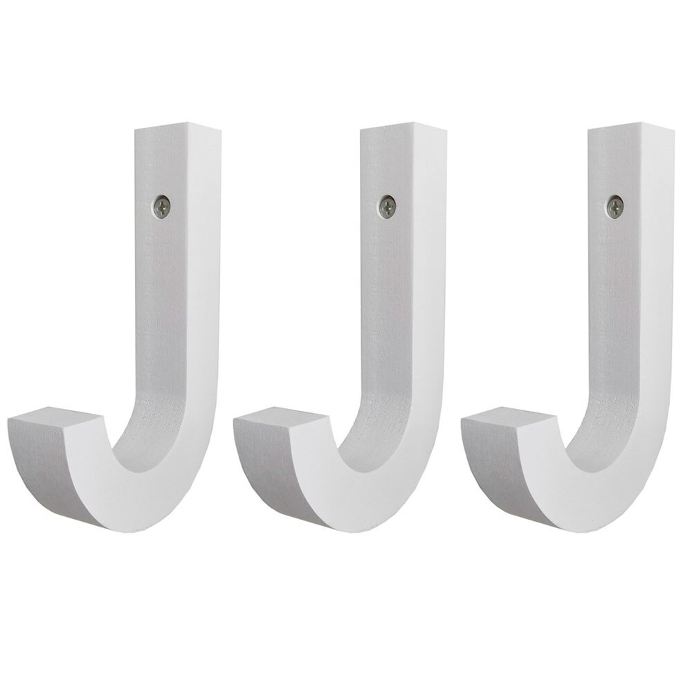 3 PCS Moderne massief hout speciale J home decoratieve hangers decoratieve haken, Creatieve Haak, speciale Brief J: 3 pcs white