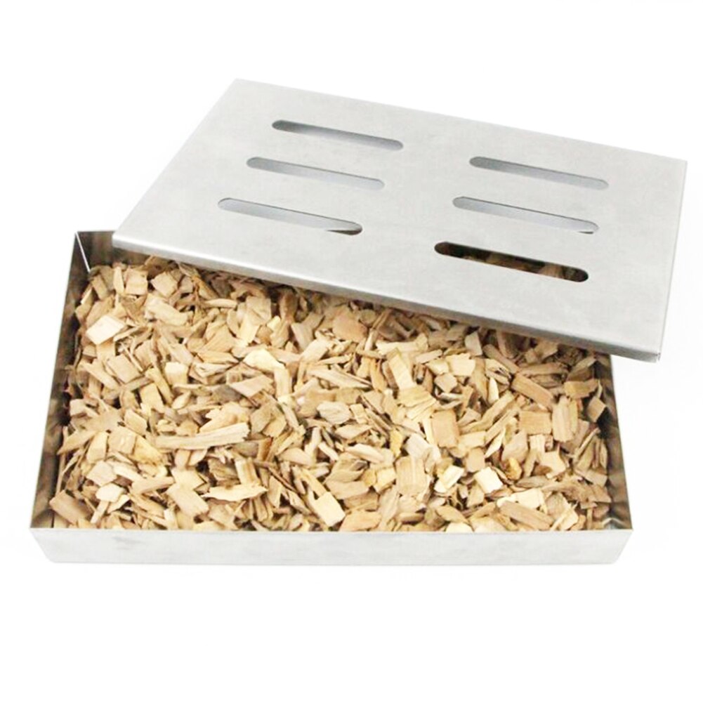 Outdoor Stainless Steel Wood Chip Smoking Box Barbecue Grill Cooking Accessories Compact size makes it easy to carry and use.