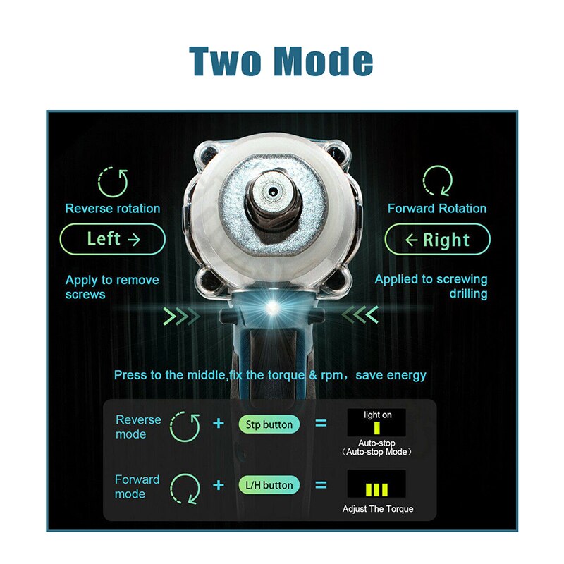 Trådløs slag elektrisk skruenøgle driver børsteløs motor trinløs hastighed 1/2 "drev  m10-m16 skruenøgle tilpasset makita 18v batteri