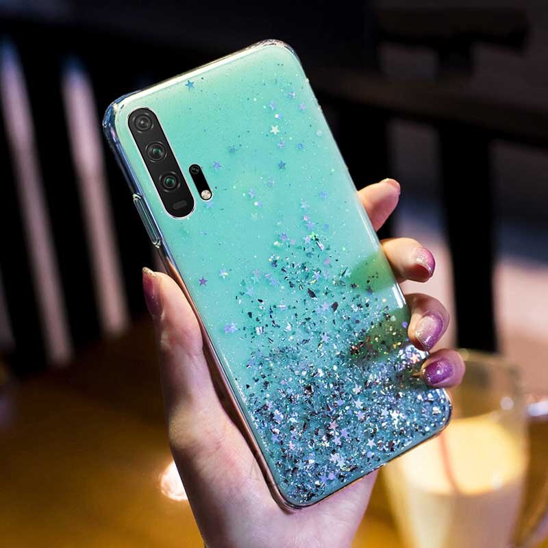 Coque de téléphone souple de luxe à paillettes, étui arrière en TPU pour Huawei P20 P30 P40 P50 Lite Pro, 20 30 50 V10 Lite Pro: ABS / green