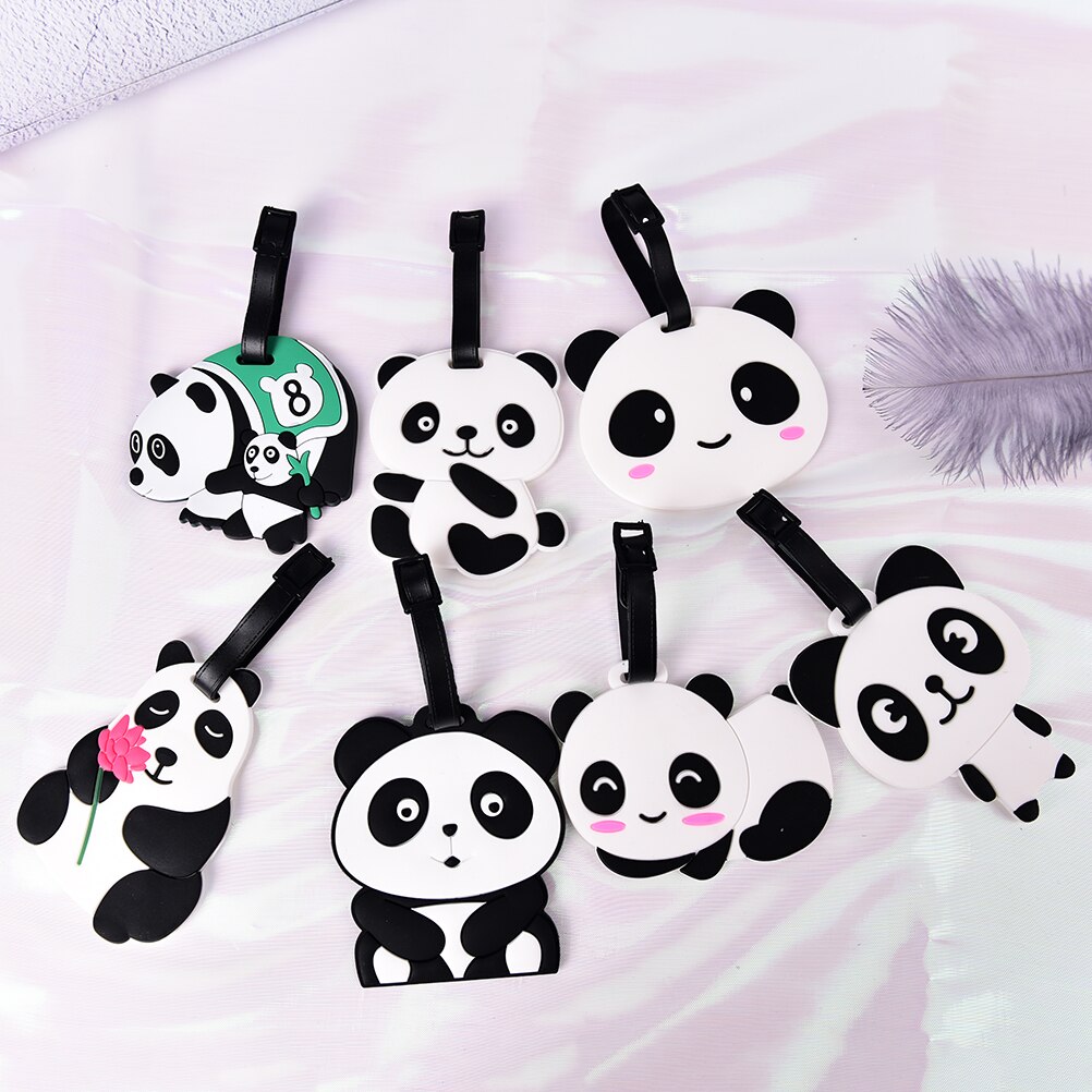 1Pcs Willekeurig Draagbare Label Cartoon Dier Panda Bagagelabel Siliconen Koffer Id Adres Holder Bagagelabel Reizen Accessoires