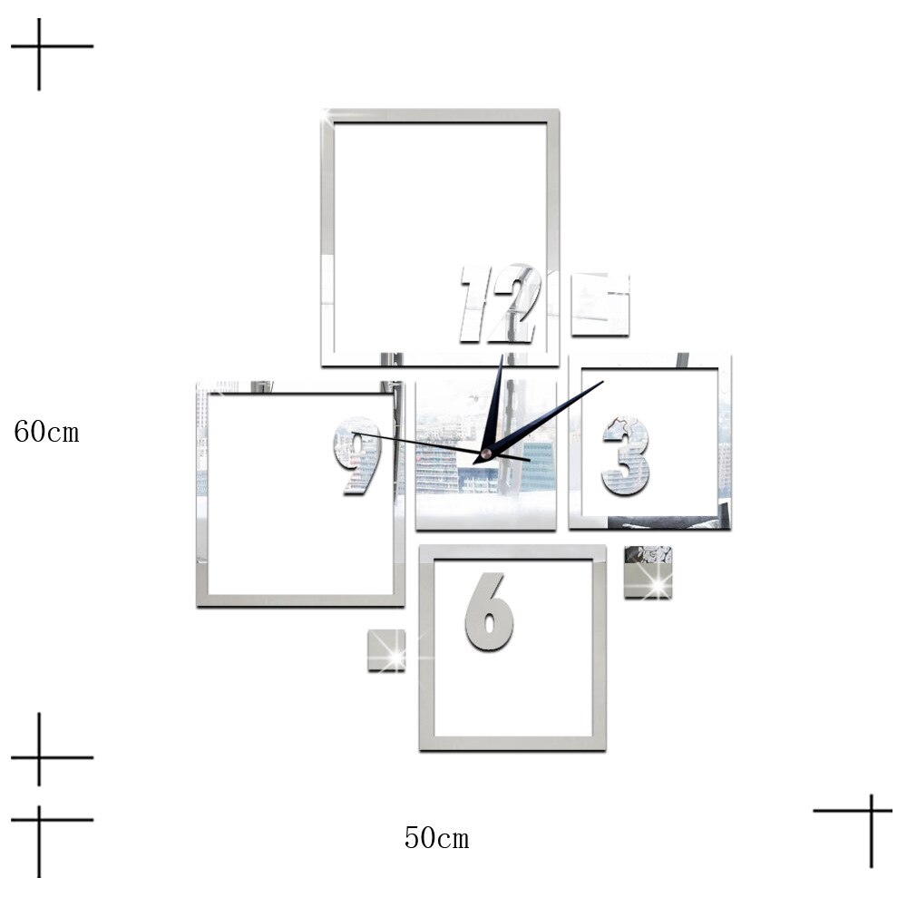 DIY 3D wandklok creatieve woonkamer slaapkamer mode spiegel mute klok