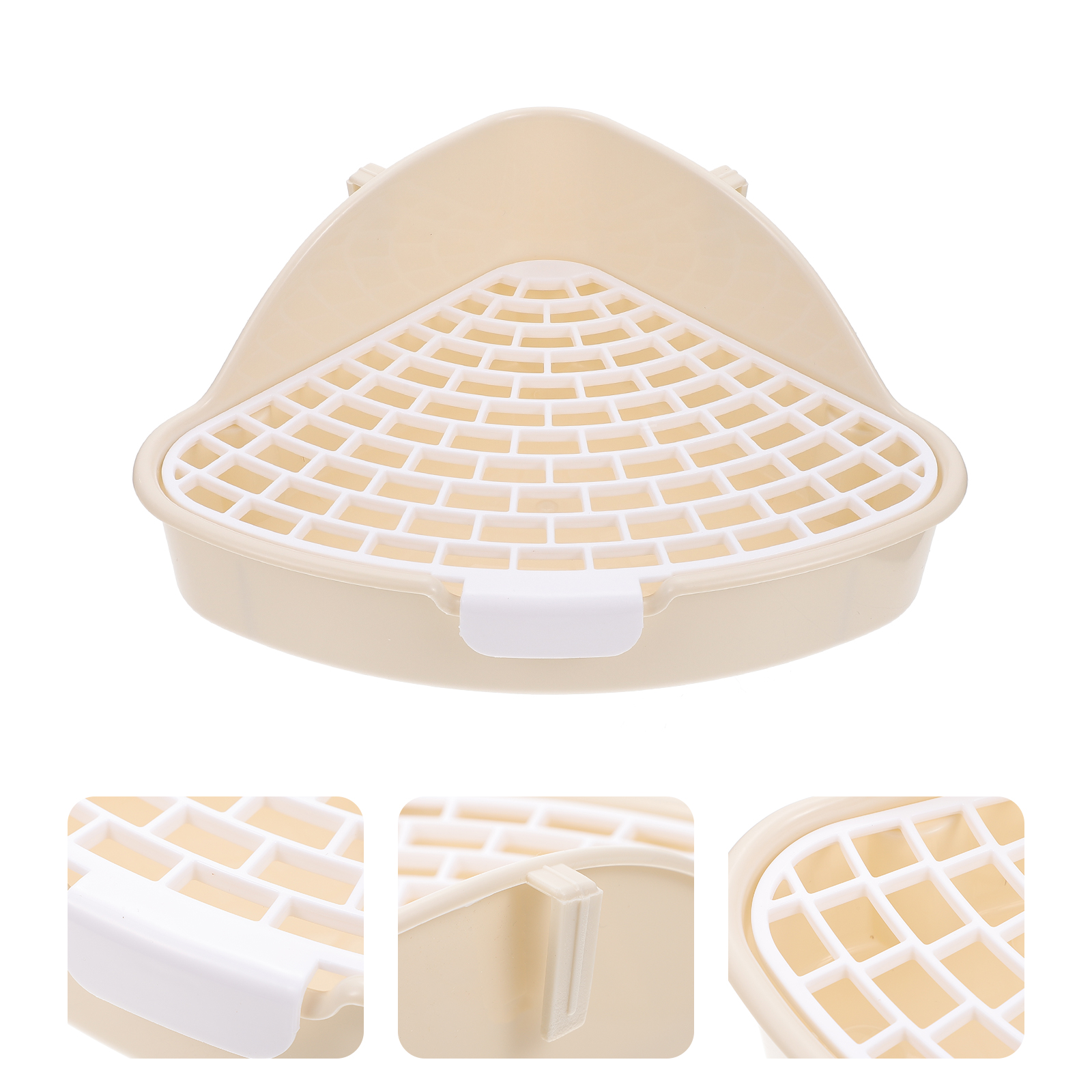 Rabbit Litter Box Plastic Small Animals Potty Corner Toilet Litter Container: White