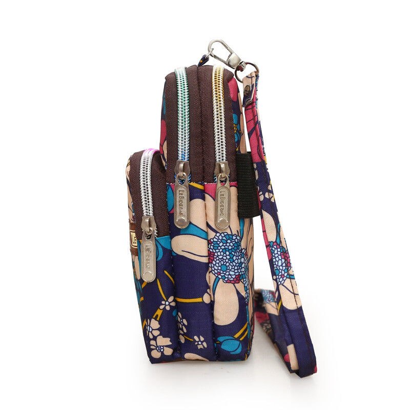 Dames nylon sport arm tas telefoon messenger polsbandje handtas portemonnee portemonnee bloem luipaard munt mobiele telefoonhoesje mobiele telefoonhoesje