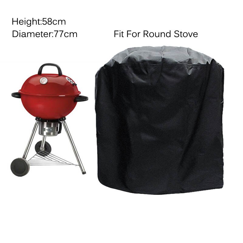 Waterproof Oxford Cloth Outdoor Oven Rain Cover Garden Dust-proof Stove Sun Shade Cloth BBQ Grill Cover Accesories Multi size: S round 58x77cm