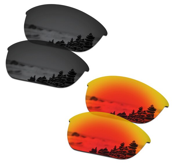 SmartVLT 2 Pairs Gepolariseerde Zonnebril Vervanging Lenzen voor Oakley Half Jacket 2.0 Stealth Zwart en Fire Red: Default Title