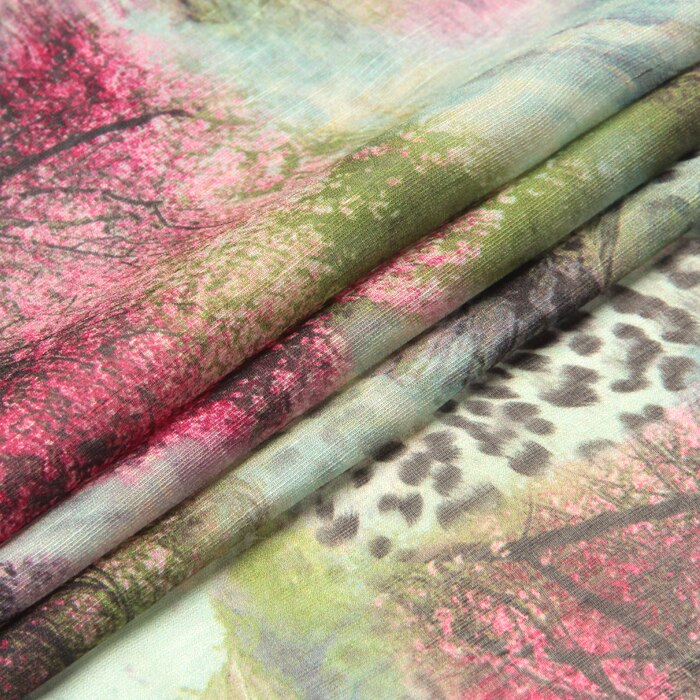 140cm wide13.5mm 30% silk 70% linen leopard print summer fabric a little transparent and hard fabric D029