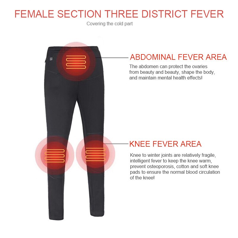 Electric Heated Warm Pants Men Women USB Heating Base Layer Elastic Trousers Insulated HeatedUnderwear for Camping Hiking