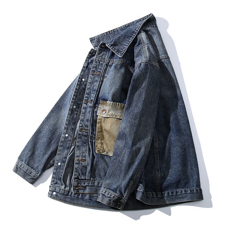 Hong Kong Style Denim Jacket Men's Loose and Versatile Cool Korean Jacket Men's Autumn Clothes