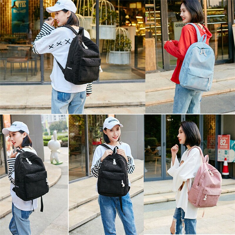 NOENNAME_NULL Men Women Travel Canvas Backpack Rucksack Camping Laptop Hiking School Book Bag