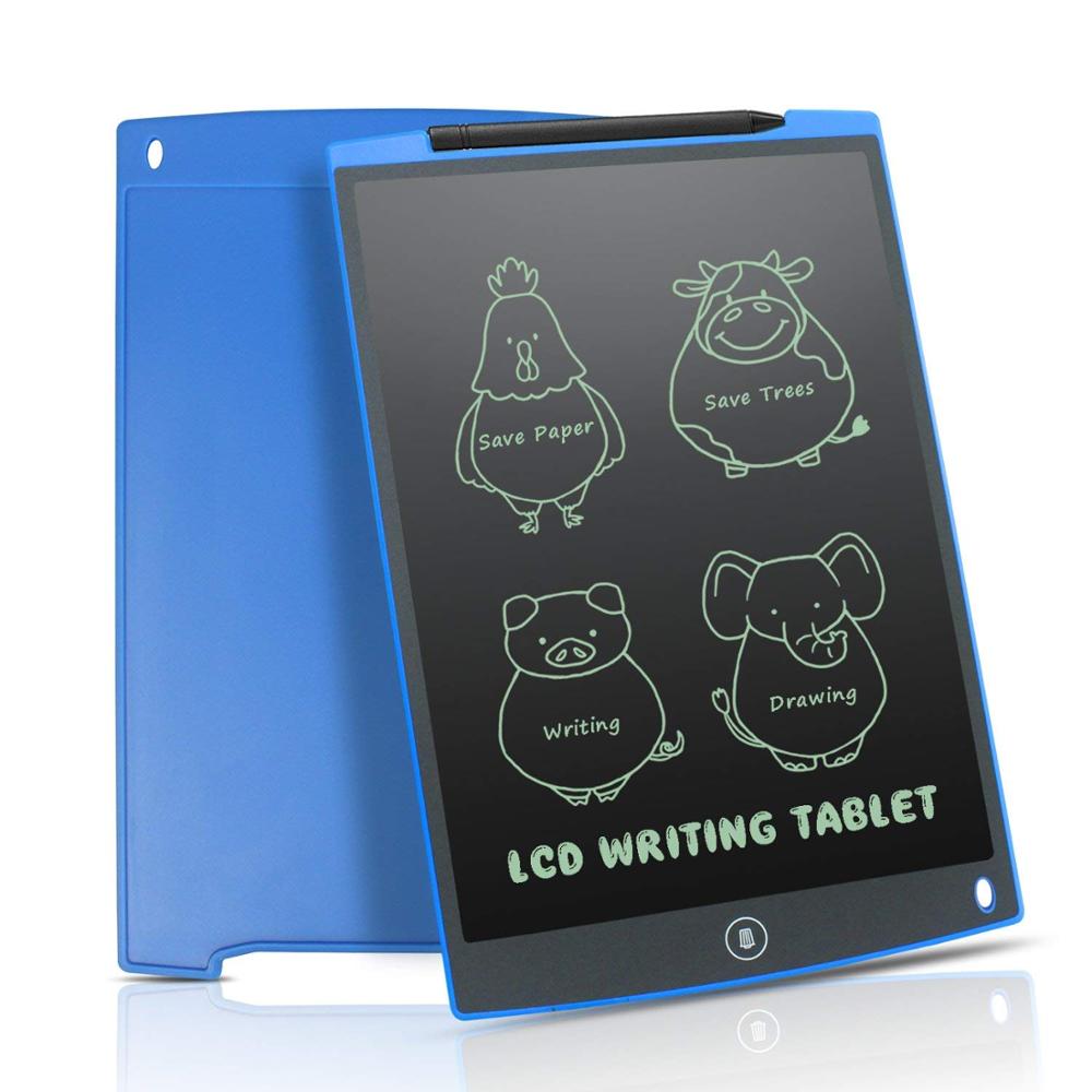 Tablets de dibujo Digital de escritura LCD azul de 12 ", Bloc de notas electrónico portátil con bolsa