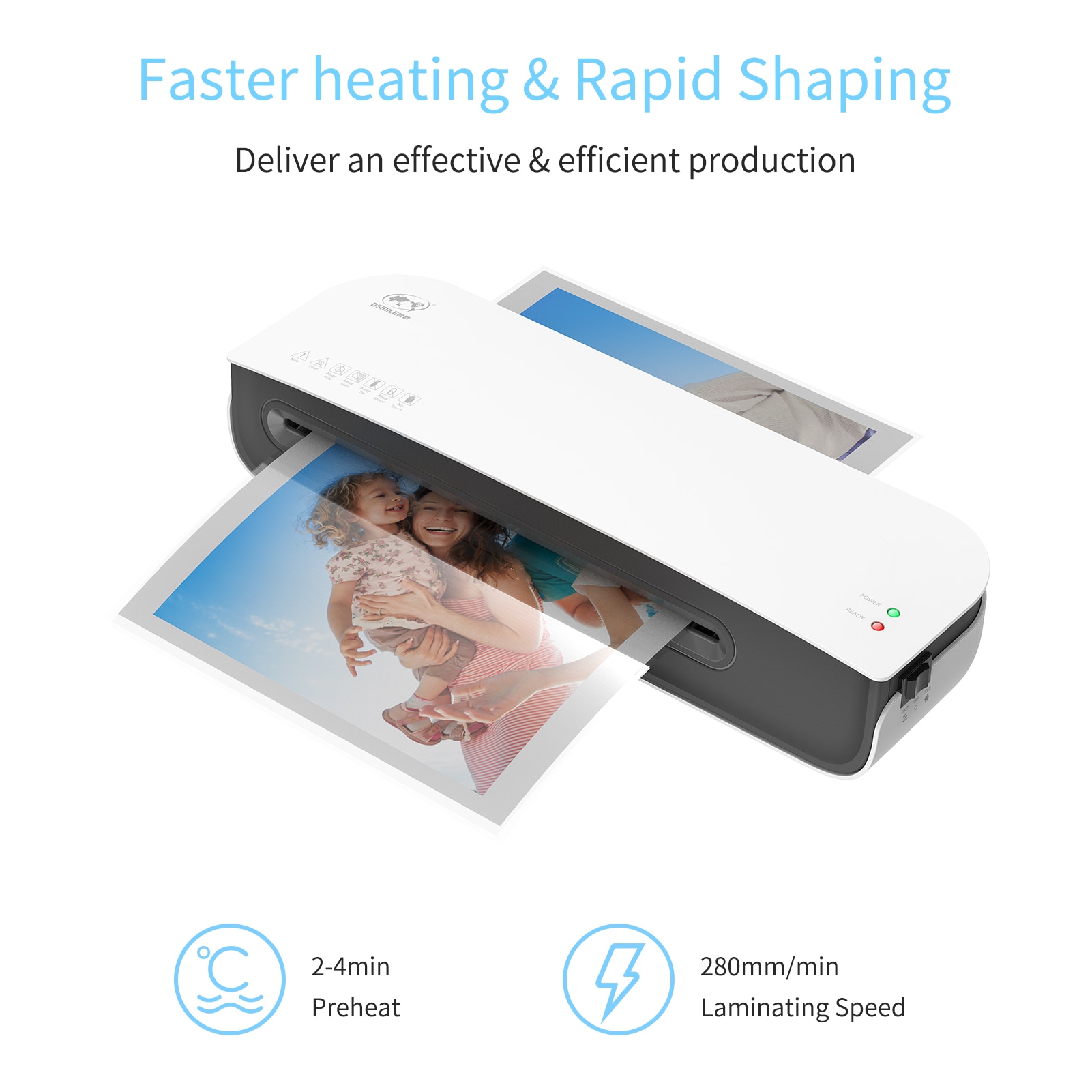 SL289 Desktop Laminator Machine Set A4 and Cold Lamination Suitabe for A4/A5/A6 Laminating Pouches for Home Office School