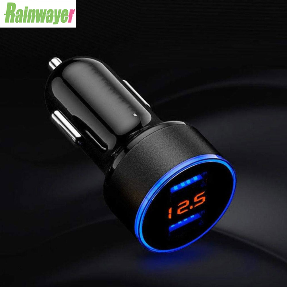 Rainwayer 3.1a 5v carregador de carro usb duplo com display led universal telefone carro-carregador para xiaomi samsung s8 iphone x 8 plus tablet