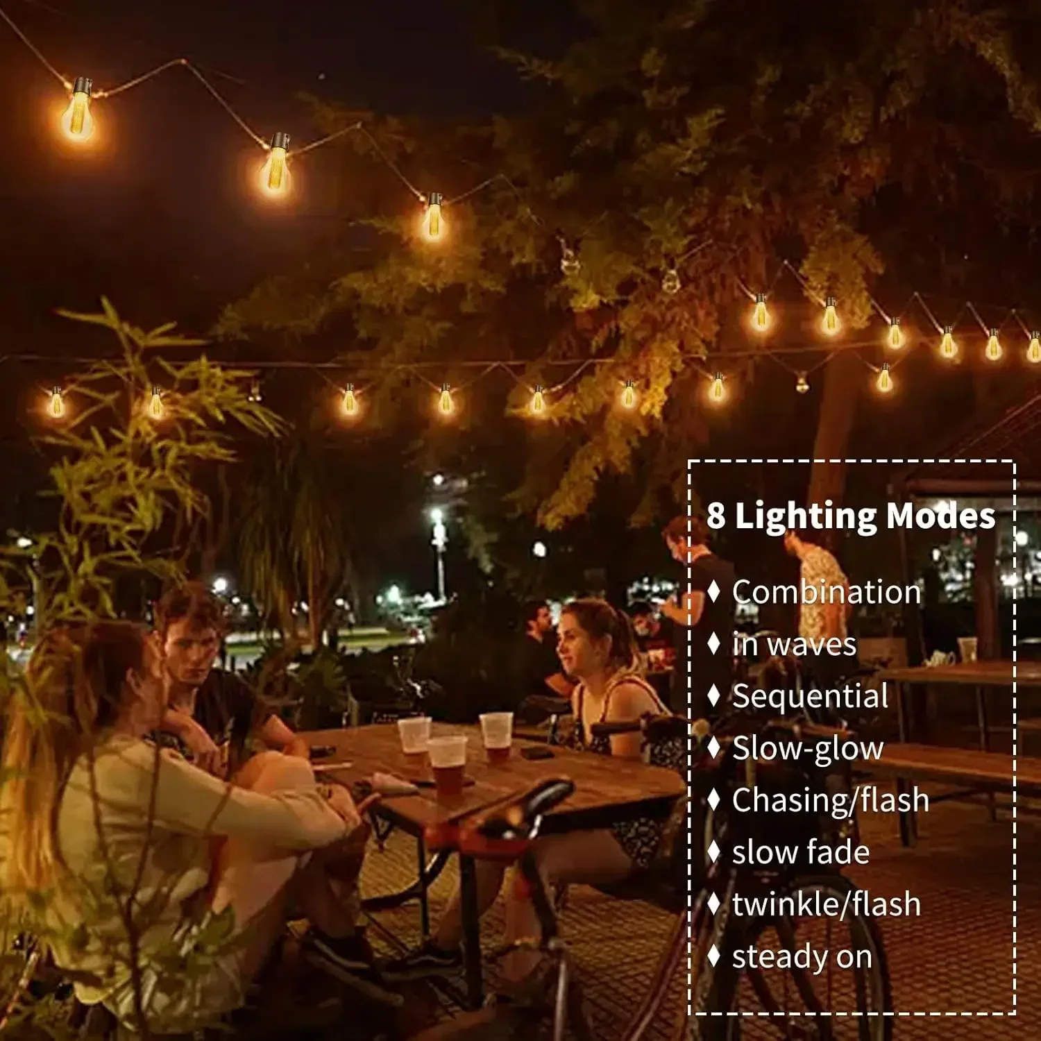 Solarleuchte, 20 G40 LED-Lampen, wetterfest, zum Aufhängen, Solar--Lichterkette für Pavillon, Garten, Bistro, Hinterhof, Hochzeitsdekoration