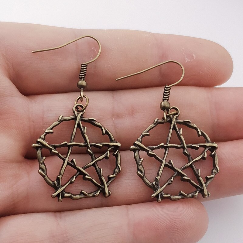 Vintage goth gothic femtakkede stjerne dangle øreringe til kvinder trendy punk 90s egirl grunge goblincore emo tilbehør