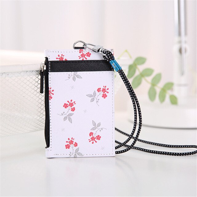 neue Lanyards Abzeichen Karteninhaber Nette Floral Benannt Karte Halter Männer frauen Bank Id Ic Kreditkarte Halter Strap karteninhaber: Black