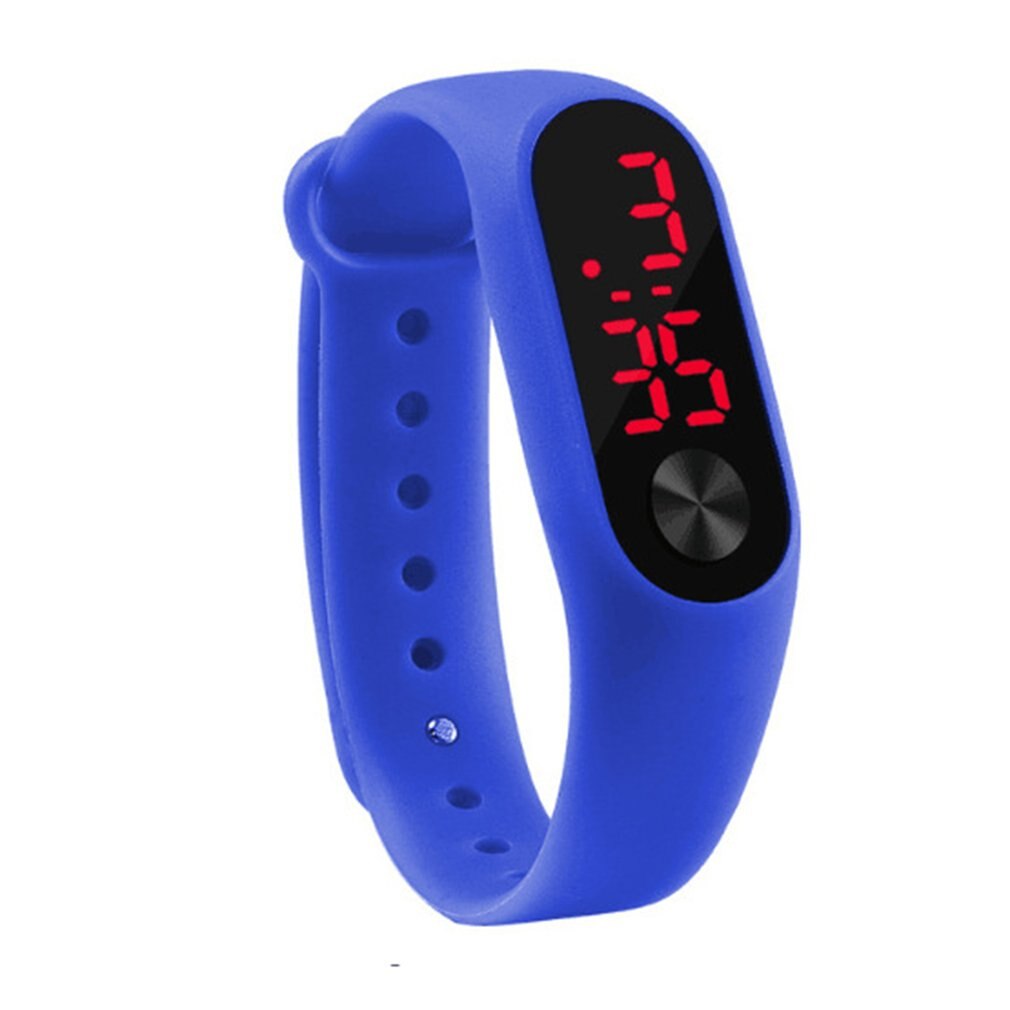 Heren dames eenvoudige sport armband horloges witte led elektronische digitale snoepkleur siliconen polshorloge voor kinderen: Koningsblauw