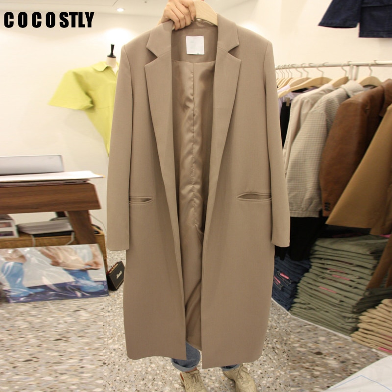 Koreaanse Stijl Zwarte Vrouwen Blazers En Jassen Plus Size Herfst Effen Vrouwelijke Elegante Vrouwen Lange Suits Blazer Casual Tops