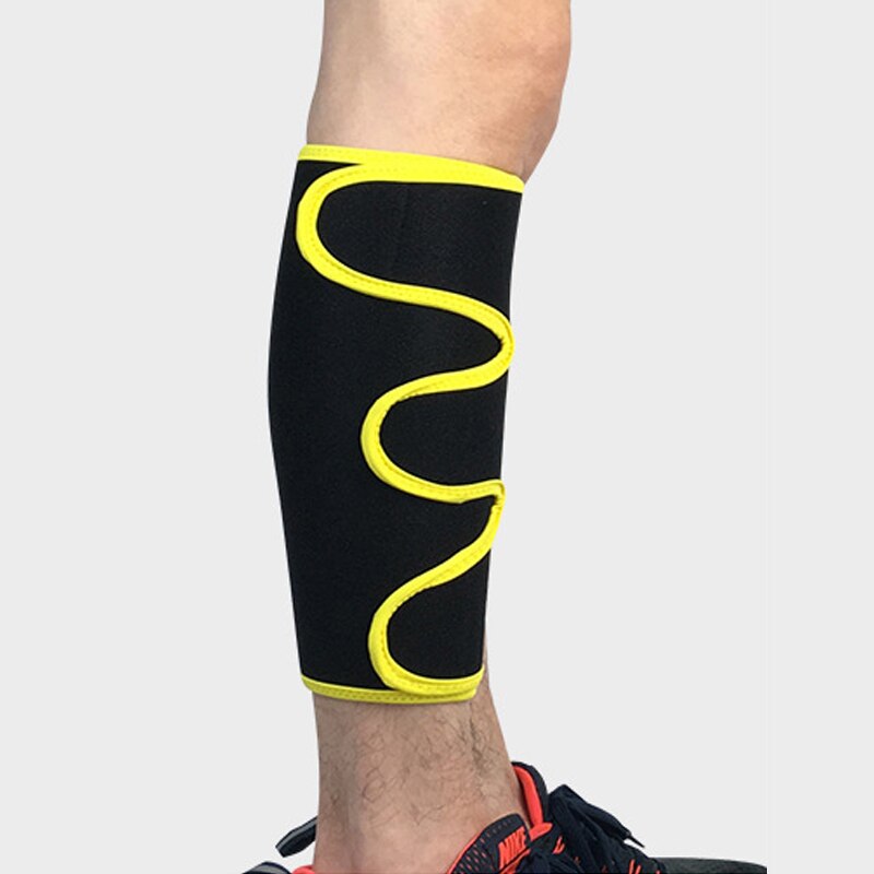 2 pz Regolabile in neoprene Pressione protettore stinco guardia gamba Manica Ciclismo MTB Calcio di Compressione Vitello Supporto Sicurezza e prevenzione nello sport: giallo