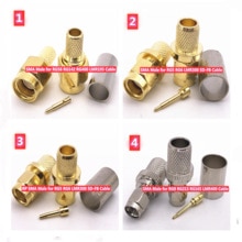 5pcs Adapter RPSMA/SMA Male plug Crimp For RG58 /RG6/RG8 Cable RF Coaxial Connectors High Quanlity