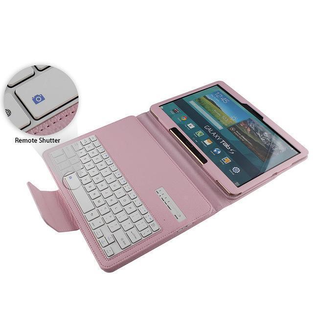 Luxury Tablet Case For Samsung Galaxy Tab S SM-T800 T800 T805 10.5''Cover Funda Detachable Bluetooth Keyboard Leather Stand: pink