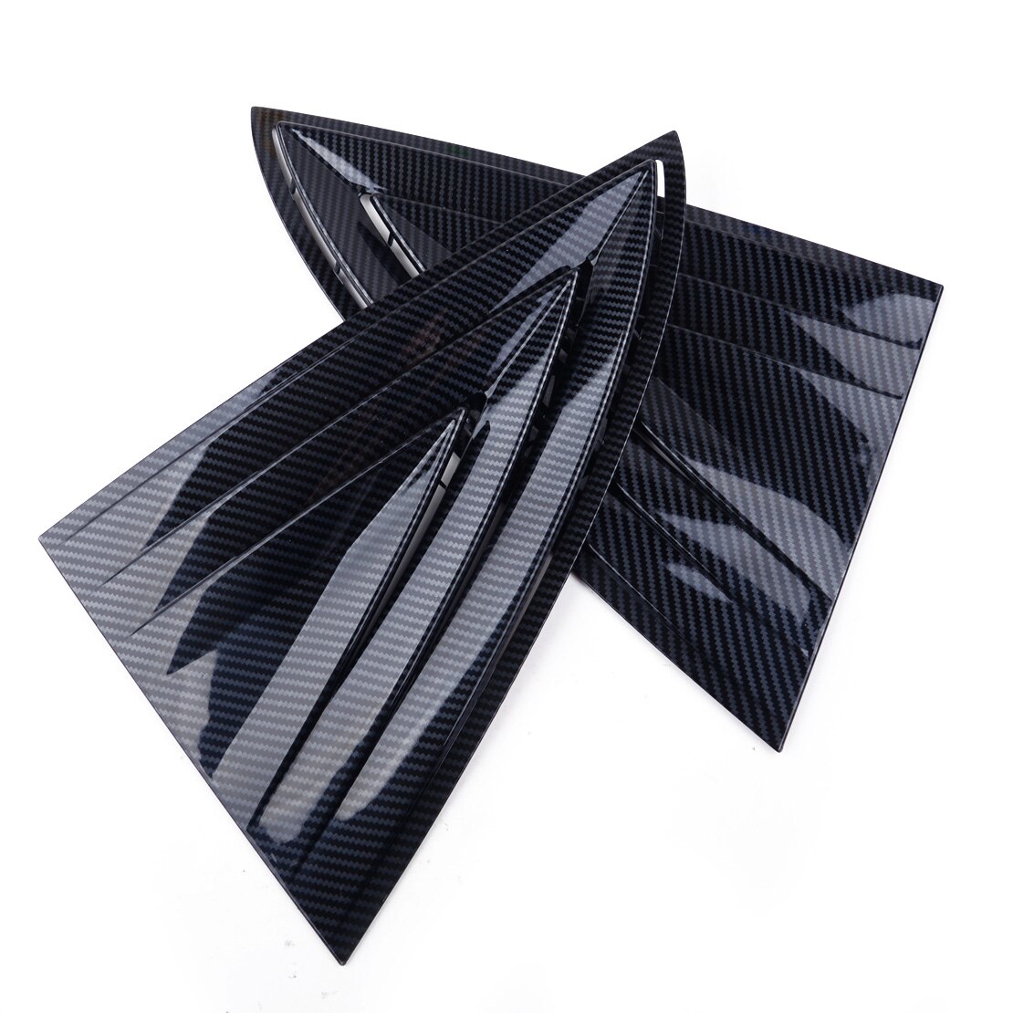2 Stuks Plastic Zwarte Carbon Kleur Auto Achterruit Louvre Shutter Cover Trim Frame Fit Voor Tesla Model 3