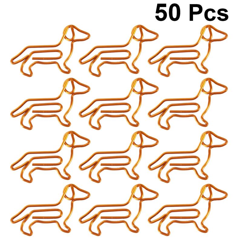 50Pcs Golden Teckel Paperclips Cartoon Paperclips Creatieve Maatwerk Speciale-Vormige Goud Papier Clips (Oranje)