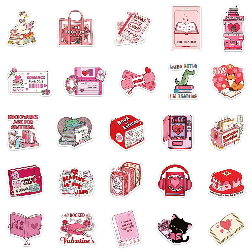 50 sztuki walentynkowych naklejek książkowych na laptopa, album ze zdjęciami, deskorolkę, kask, gitarę, estetyczne, wodoodporne naklejki diy