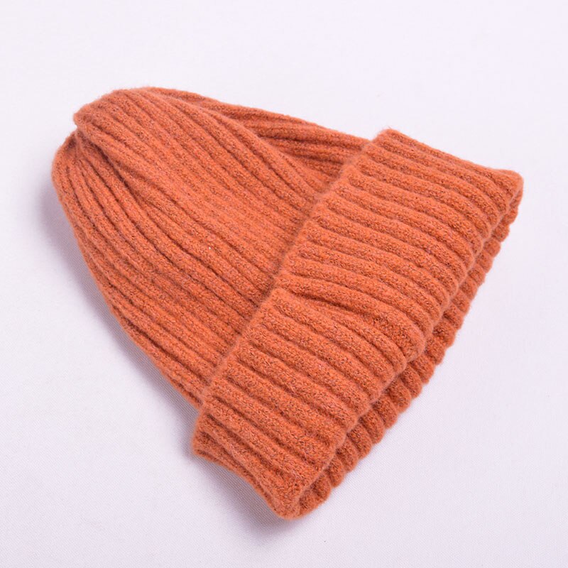 Vinter hue til kvinder trend dame uld strik hue uld hue dame hat afslappet vild dame hat: Orange