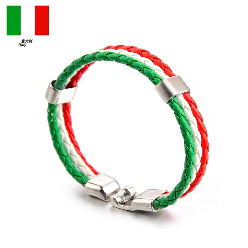 National team Flag Leather france Wristband Nigeria Bracelets soccer SPAIN: mexico