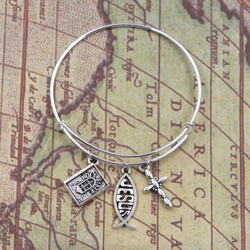 Sainte Bible jésus poisson croix pendentif bricolage à la main breloques hommes Bracelets femmes Bracelets bijoux Souvenir pour