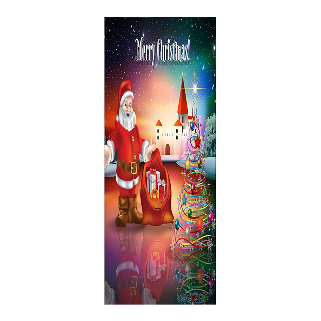 Kerst Decoratie Deur Stickers 3D Simulatie Verwijderbare Waterdichte Muurstickers Decoraties Voor Huis Новогодние Украшения: A