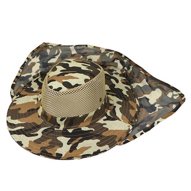Gorros de senderismo Unisex para deportes al aire libre, sombrero de pesca y senderismo con solapa para cuello y rostro, protección UV: Khaki