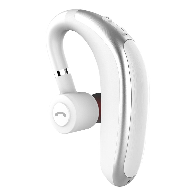 Draadloze Headset Enkele Ear-Haak Bluetooth-Compatibele Hoofdtelefoon In-Ear Auto Call Zakelijke Sport Oortelefoon Met Microfoon Voor Mobiele Telefoon: WHITE
