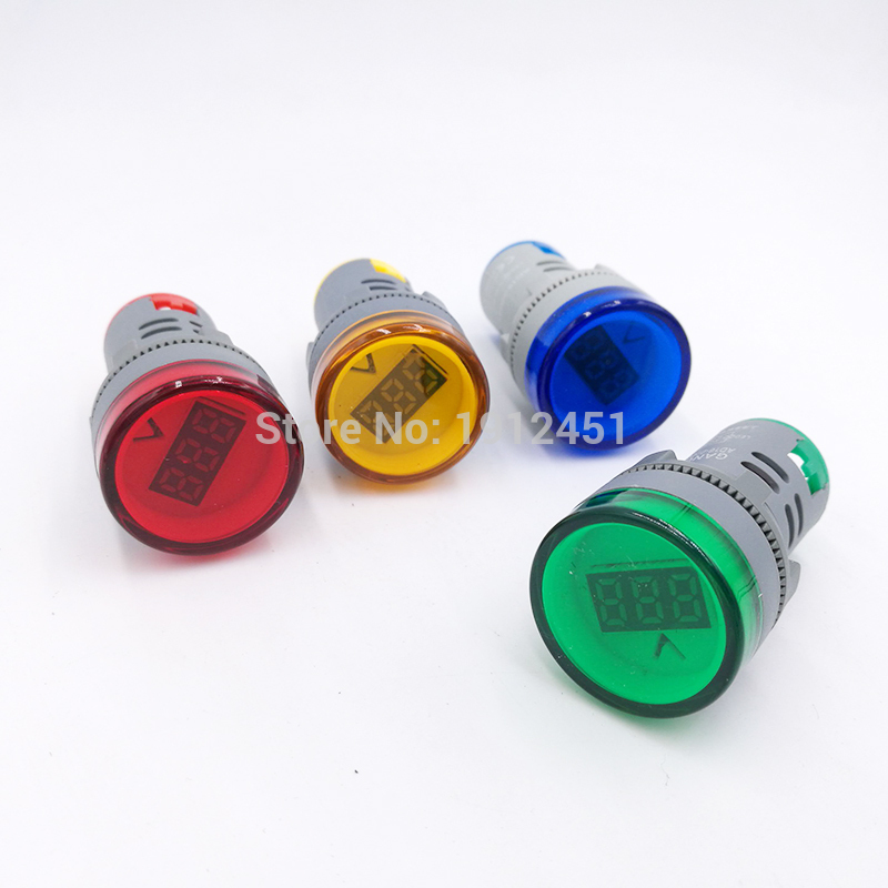 Ad16 22mm ac 50-600v volt voltmeter indikator signallys ledet digital vise rød gul grønn hvit blå