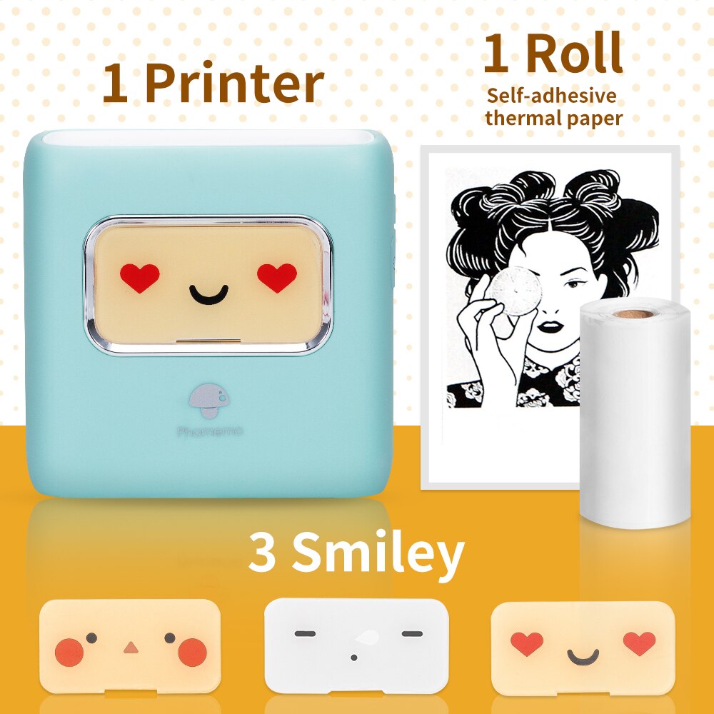 Phomemo M02E Pocket Thermal Picture Mini Printer Clear Printing Label Sticker Maker Wireless Photo Printing for Christmas: Green M02E