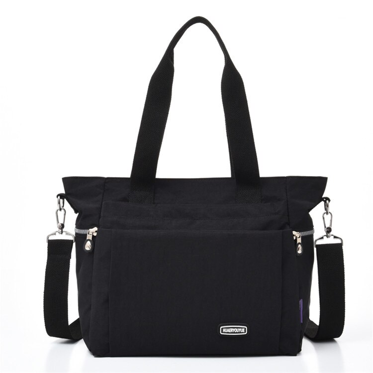 Bolso de hombro de nailon para mujer, bandolera de gran capacidad, resistente al agua, para el trabajo: Black