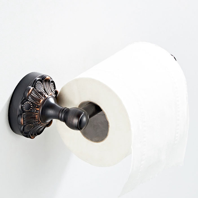 Black Brass Toilet Paper Holder Wall Mounted Antique Toilet Paper Holder Bathroom Toilet Toilet Paper Roll Holder