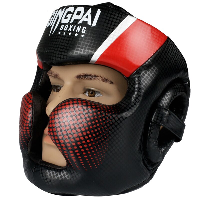 Adult Men Women Kick Boxing Sanda MMA Head Protector Helmet Muay Thai Boxing Taekwondo Karate Headgear Guard: AGW Red / M 52-57CM