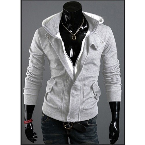 Sudadera con capucha de pimpón para hombre, prenda deportiva masculina de forro polar con cremallera, informal, con cuello vuelto: White / M