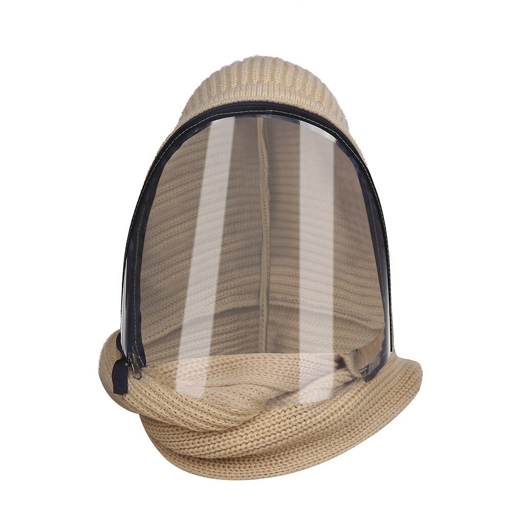 #R40 Full Face Cover Transparent Face Shield Winter Dustproof Windproof Knitted Scarf Warm Full Face Scarf Hiking Scarves: Default Title